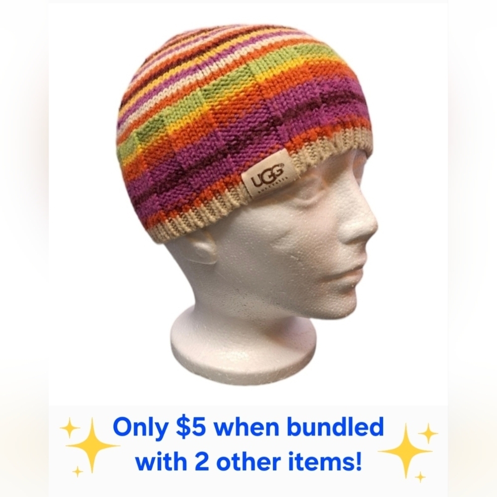 UGG • Striped Knit Kids Beanie, Acrylic/Nylon/Wool, Preloved - Donating Soon!!!